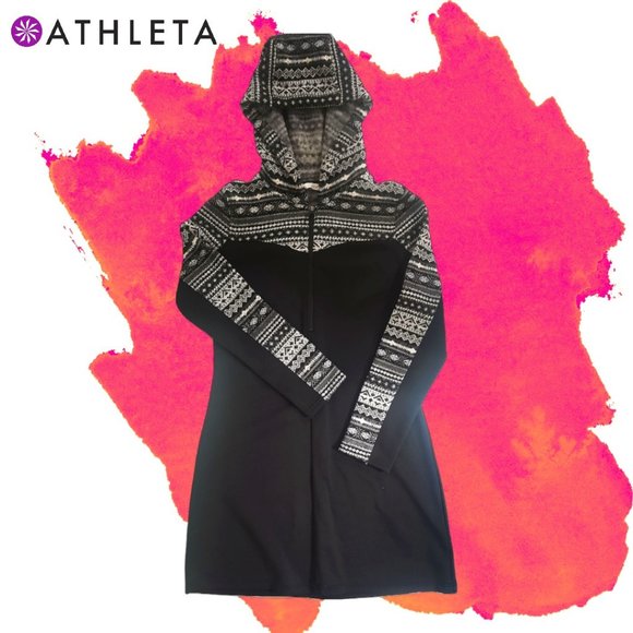Athleta Dresses & Skirts - Athleta Nordic Fair Isle Fitted Hoodie Sweatshirt Pullover Jacket Dress M